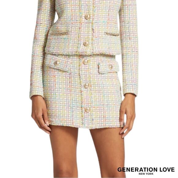 Generation Love **NWT** Sandra Tweed Skirt in Rainbow - Picture 6 of 14